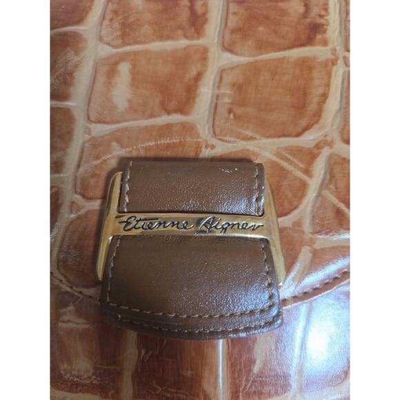 Etienne Aigner Crossbody Bag Medium Alligator Print Brown In Color - Picture 2 of 8